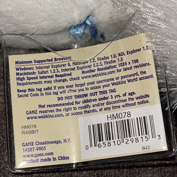 WEBKINZ Ganz Rabbit HM078 NWT ACTIVE CODE Hang & But Tag plush stuffed animal - Picture 12 of 16